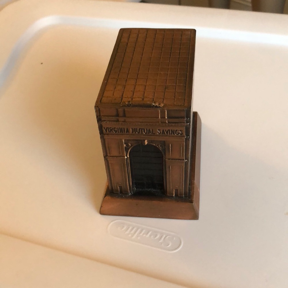 Vntg “Virginia Mutual Savings” Copper Colored Bank